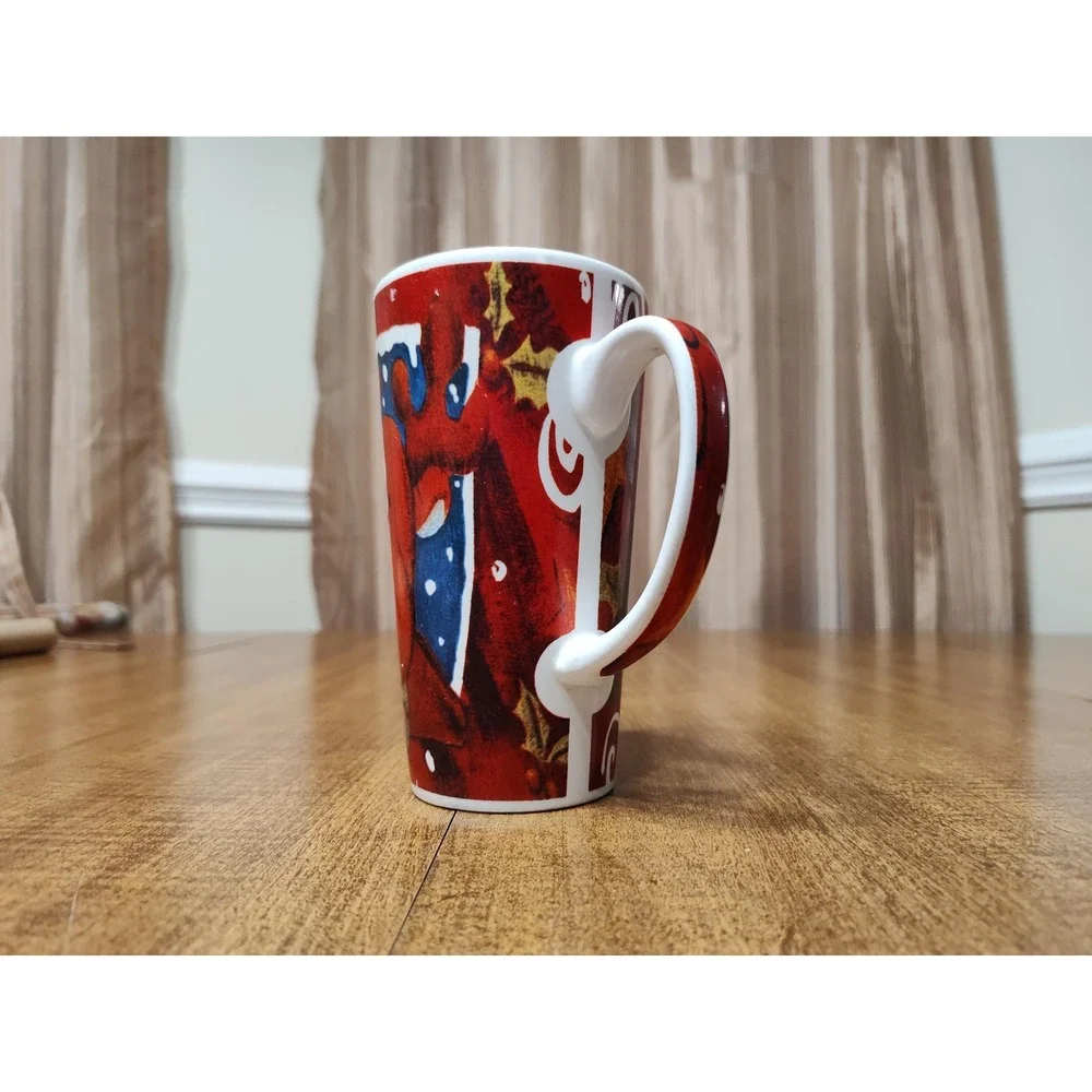 Candy Cane Scented Candle Handmade 16 oz Ceramic Reindeer Christmas Latte Mug